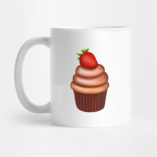 chocolate cupcake decorated with strawberry by Kuchinska design